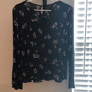 Black floral blouse